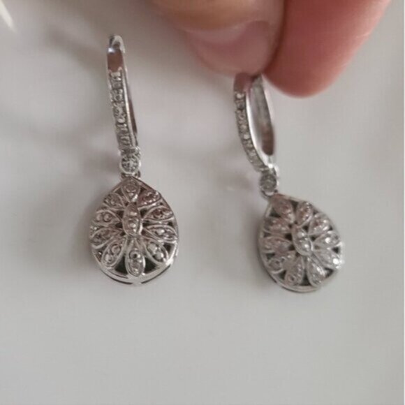 Incredible Vintage Reversible Sterling Silver Drop Dangle Crystal Earrings - Picture 2 of 9